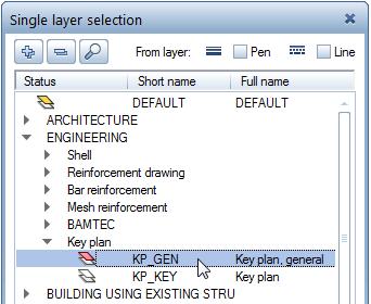 Engineering Tutorial Unit 3: Key Plan 115 4 Open the Key plan layers in the Engineering layer structure by clicking the respective triangle symbol, click the layer KP_GEN and click OK to confirm the