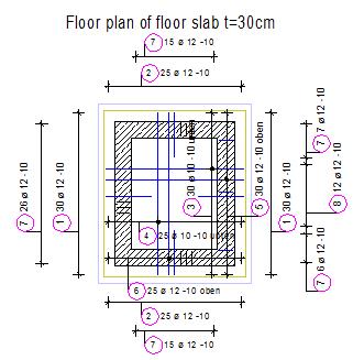 Engineering Tutorial Unit 4: Reinforcement Drawing 173 8 Select Dimension Line, Label on the Repeat menu and create dimension lines and labels for the placements in the floor plans.