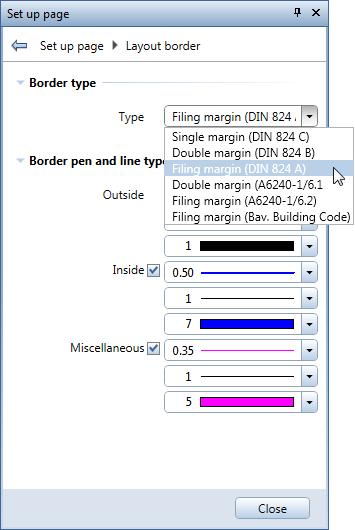 Engineering Tutorial Unit 5: Layout Output 281 7 Set the border type to Filing margin (DIN 824 A), change the format