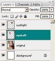 Exit Transform Tool. Repeat for the other side. Again, select the eye, copy and paste it onto a new layer.