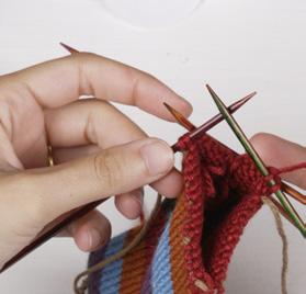 For Half-fingered glove, Gloves, and convertible mittens The fingers will be knit one at a time, in the round, with the remaining hand stitches held on waste yarn while the finger is
