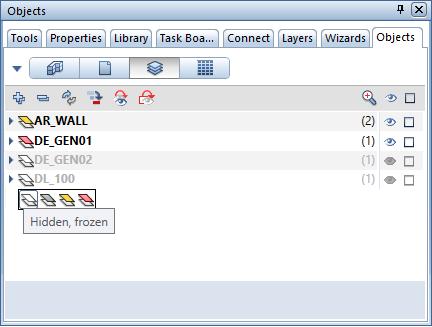 Architecture Tutorial Unit 2: Building Design 49 In this example, the list includes the layers AR_WALL, DE_GEN01 and DL_100.