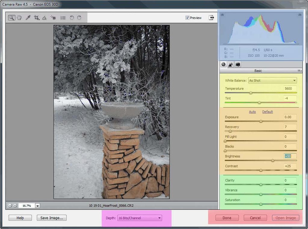 Adobe Camera RAW Controls for Photoshop Elements 7.