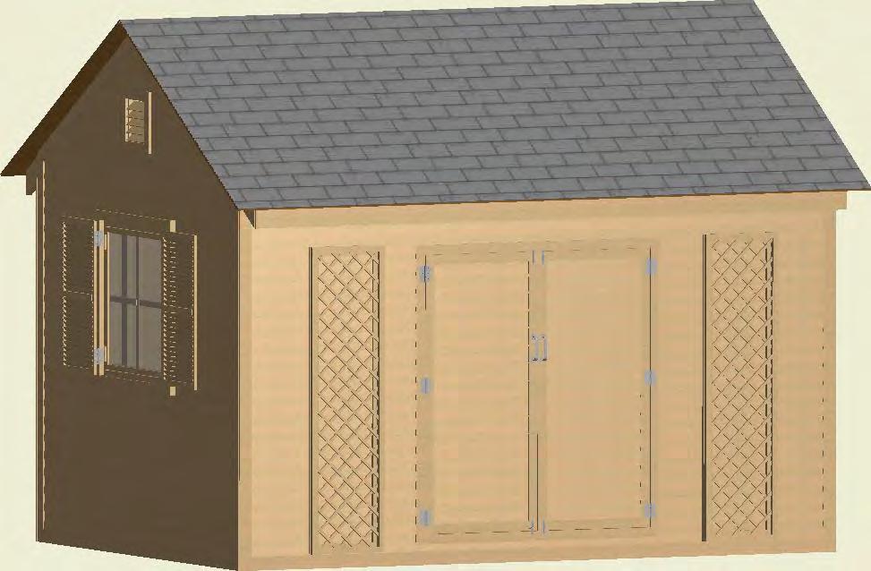 6'-7" STEP 9 Assemble and Install Pergolas This plan uses prepare pergola-style shutters that hang on each side of the door. 9.1 Assemble front frame using 1 1/2 x 1 1/2 treated lumber and attach with 3 Phillips wood screws.