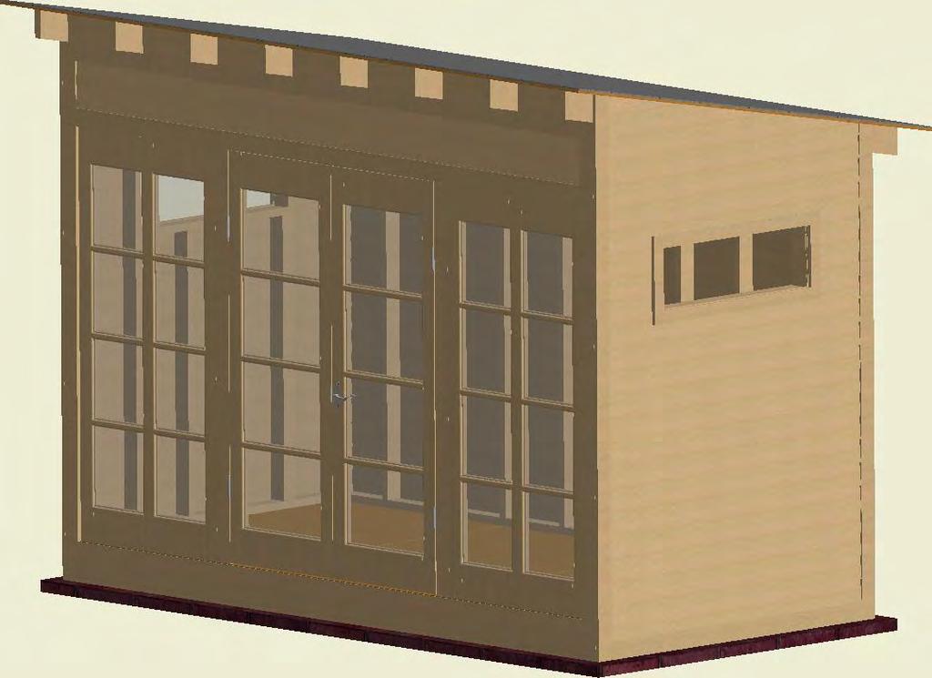 6'-7 1/2" STEP 7 Double Door Installation for the Front Wall It is necessary to prepare two identical halves of the door. 7.1 Using 1 1/2 x 3 1/2 and 1 1/2 x 7 1/4" pressure-treated lumber, assemble the frame for the window as shown in the drawings below.