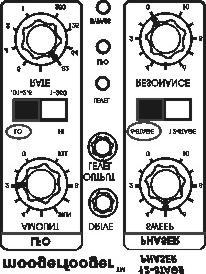 6. Now set the MF-103 panel controls as follows (See Figure 2): RATE 32 AMOUNT 2 SWEEP 5 RESONANCE 0 Left Switch LO Right Switch 6-STAGE Figure 2 - Basic settings for becoming familiar with your