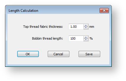 Design information Enter the thickness of the target fabric. Adjust the bobbin thread length according to the mixture of thread types in the design.