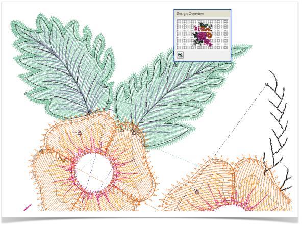 View designs VIEW DESIGNS Your embroidery software provides many viewing features to make it easier to work with your design. Zoom in on an area to see more detail or view the design at actual size.