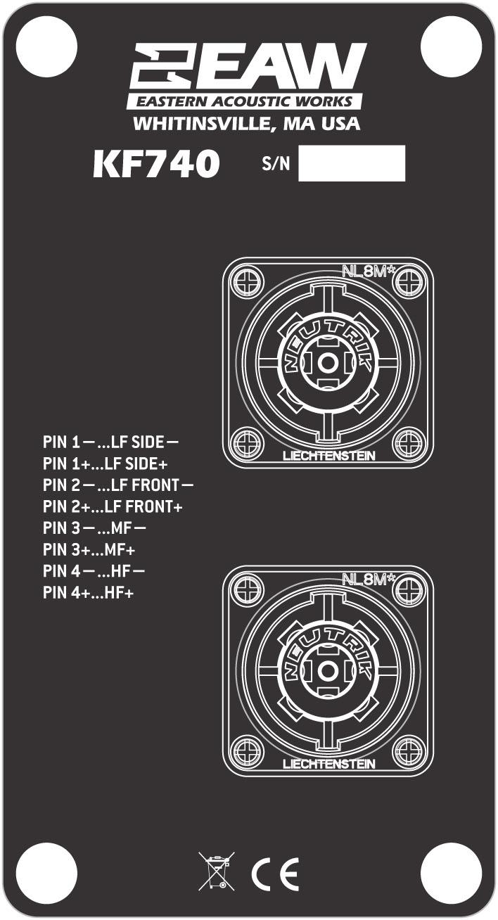 INPUT PANEL SIGNAL DIAGRAM 3-Way, Quad-Amp (LF, LF, MF, HF) HF DSP EQ DELAY HPF/LPF MF LF LF LEGEND DSP: HPF: LPF: LF/MF/HF: : EAW UX8800 Digital Signal Processor.