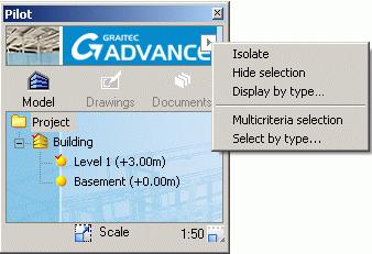 Object context menus When a context menu is displayed for an object or a homogeneous group of objects, Advance commands are directly integrated into the AutoCAD context menu.