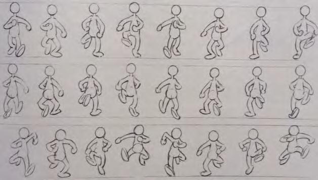 Above: Figures show movement. Arms and legs are usually bent.