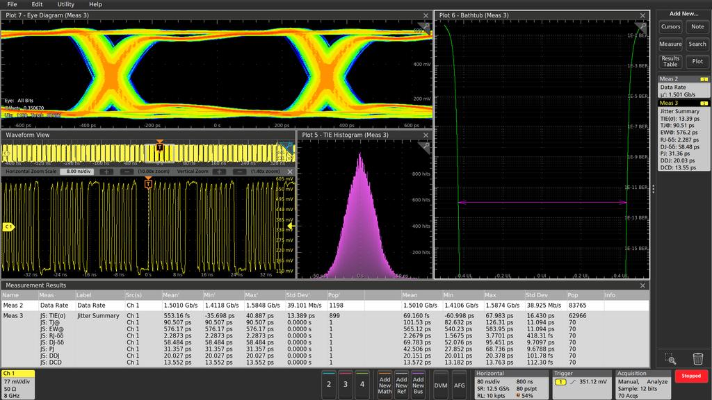 6 Series MSO Jitter analysis The 6 Series MSO has seamlessly integrated the DPOJET Essentials jitter and eye pattern analysis software package, extending the oscilloscope's capabilities to take