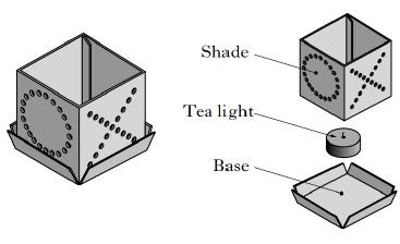 Q. (a) A tea light holder is shown above, state a manufacturing reason for using aluminium compared to steel. A 5 B 4 C - 3 F 0 - Total / 8 (b) State an aesthetic reason for using aluminium. S Q.
