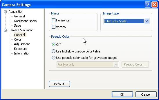 The user interface: components 100 The settings that apply to the live-image's behavior are shown here in their default status.