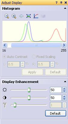 The user interface: components Adjust Display The Adjust Display tool window offers you a variety of possibilities for changing the appearance of the current image.