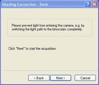 The Shading Correction - Dark dialog box will be opened: 19) You will be