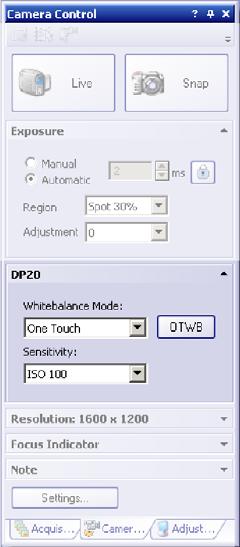 Appendix: Olympus DP20 camera Appendix: Olympus DP20 camera In this section you'll find information about functions of the Camera Control tool window which are specific to the Olympus DP20 camera.
