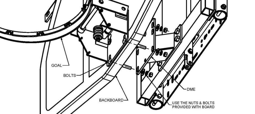 2.) Attach the Direct Mount Extension (DME) to the front of the frame with the bolts supplied. Tighten the bolts securely. See below. 3.