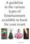 A guideline to the various types of Entertainment available to book for your event.