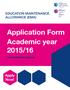 Application Form Academic year 2015/16