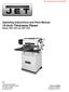 Operating Instructions and Parts Manual 15-inch Thickness Planer Models JWP-15DX and JWP-15HH