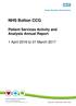 NHS Bolton CCG Patient Services Activity and Analysis Annual Report