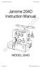 Janome 204D Instruction Manual.  MODEL 204D. 204D Owners Manual/ User Guide