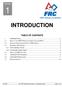 INTRODUCTION TABLE OF CONTENTS