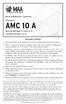 AMC 10 A. 14 th Annual. Tuesday, February 5, 2013 INSTRUCTIONS. American Mathematics Competitions. American Mathematics Contest 10 A