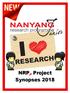 NANYANG RESEARCH PROGRAMME (JUNIOR RESEARCHER) Overview of Project Titles 2018