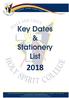 Key Dates & Stationery List