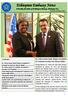 Ethiopian Embassy News A Monthly Newsletter of the Ethiopian Embassy, Washington D.C. Issue 06, February 2015