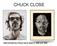 Self portraits by Chuck Close done in 1968 and 1995