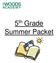 5 th Grade Summer Packet