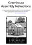 Greenhouse Assembly Instructions