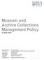 Museum and Archive Collections Management Policy 24 April 2018
