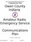 Owen County Indiana. Amateur Radio Emergency Service. Communications Plan