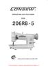 OIMSBW OPERATING INSTRUCTIONS FOR 206RB- CONSOLIDATED SEWING MACHINE CORP. From the library of: Superior Sewing Machine & Supply LLC