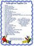 Kindergarten Supplies List