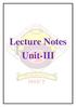 Lecture Notes Unit-III