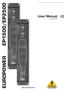 EP1500/EP2500 EUROPOWER. User Manual A x700 WATTS POWER AMPLIFIER. 2x1200 WATTS POWER AMPLIFIER
