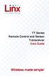TT Series Remote Control and Sensor Transceiver Data Guide