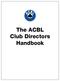The ACBL Club Directors Handbook