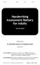 Handwriting Handwriting Assessment Assessment Battery. for Adults