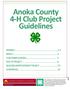 Anoka County 4-H Club Project Guidelines
