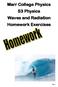 Marr College Physics S3 Physics Waves and Radiation Homework Exercises