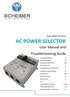AC POWER SELECTOR. User Manual and Troubleshooting Guide SHORE/GENERATOR SWITCH ACKNOWLEDGEMENTS SAFETY WARNINGS EQUIPMENT DESCRIPTION FUNCTIONALITIES