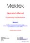 Operator's Manual. Programming Coin Mechanisms. Mektek 3
