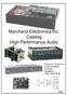 Marchand Electronics Inc. Catalog High Performance Audio