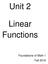 Unit 2. Linear Functions